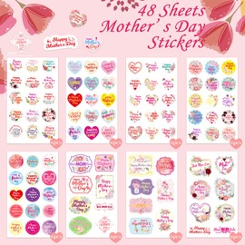 588PCS Mothers Day Stickers Happy Mother's Day Stickers for Kids Floral Heart Mother’s Day Decorative Gift Labels