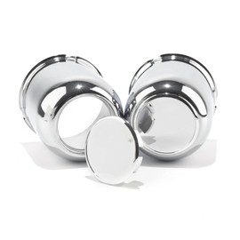 HowioZil 2Pcs 3.19in Trailer Wheel Center Caps Push Through Carbon Steel Hub caps for Truck SUV RV Wheel Rim, Chrome