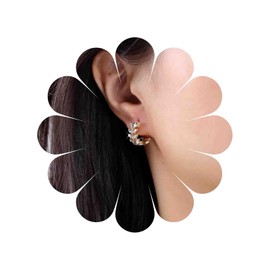 TseenYi CZ Leaf Huggie Earrings Gold Leaf Olive Hoop Earrings Crystal Leaf Small Hoop Earrings Olive Leaf Circle Hoop Earrings Tiny Huggie Hoop Earrings Jewellery Gifts for Women, Zinc, No Gemstone