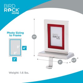 BIRDROCK HOME Christmas Stocking Holders for Mantle - Weighted Metal Hanger for Stockings & Holiday Decor - Sturdy Metal Hook for Fireplace, Staircase & Shelf - Non-Scratch Base - Photo Frame