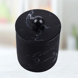 NUOLUX Cotton Swab Holder Resin Cotton Marble Bathroom Accessory Organizer Tabletop Toothpick Canister with Lid Cotton Swab Cosmetic Storage Case Interior Clear