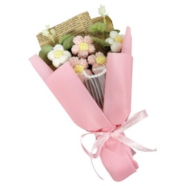 Q-FLA 818141 Knit Flowers, Knit Bouquet, Bouquet, Pink, Arrangement, Present, Celebration, Small