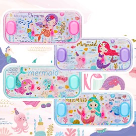 SevenQ Handheld Water Games, 4 Packs Mermaid Theme Water Toss Ring Game Aqua Toy Water Ring Game for Kids Handheld Stocking Stuffers