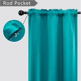 Teal Cafe Curtains 30 Inches Long for Kitchen Windows Set of 2 Panels Privacy Small Short Bathroom Window Curtains 34x30 Inch Length
