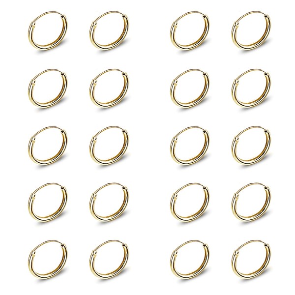 Yellow Gold Flashed Sterling Silver Small Endless 10mm Round Unisex