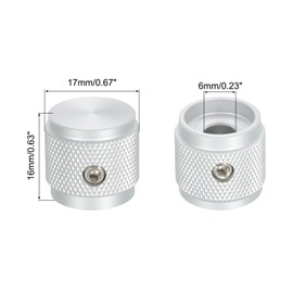 sourcing map Aluminium Potentiometer Knobs 6mm Guitar Control Knobs 1/4" Shaft for Guitar,Bass,Audio,Power Amplifiers,Volume Control 17mm/0.67" Diam Silver Pack of 4(with Un Wrench)