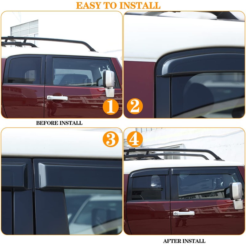 Fit for Toyota FJ Cruiser 2004-2021 Side Window Deflectors, ABS