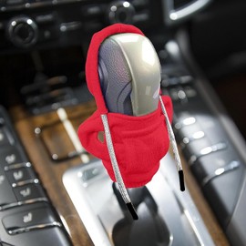 Funda para palanca de cambios de coche, divertida funda para palanca de cambios, sudadera con capucha universal para palanca de cambios de coche, accesorios de decoración interior del coche, zzhugyin (rojo)