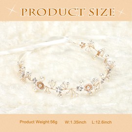 Sightor Flower Girl Headpiece, Wedding Headband for Women Crystal Pearl Hair Accessories for Birthday, Party, First Communion,Wedding Bride Bridesmaids Hair Jewelry