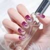 24PCS Press on Nail Medium Square Glass Wine Red Color