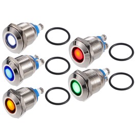 X AUTOHAUX 5Pcs LED Indicator Light 12mm Dash Signal Lamp Interior Multicolor