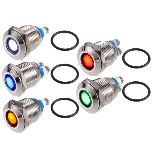 X AUTOHAUX 5Pcs LED Indicator Light 12mm Dash Signal Lamp
