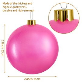 Inflatable Christmas Ornaments,18" 25" Christmas Oversized Ornament,Christmas Ball Decorations Indoor Outdoor, Use as Festive Yard Decoration (Pink, 25")