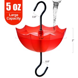TERULF Ant Moat for Hummingbird Feeders and Oriole Feeders, 5 OZ x 2 Pack Red Umbrella Hanger Ant Guard with Large Capacity and Hooks