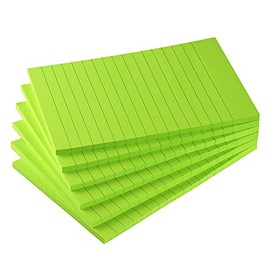 Early Buy 6 Pads Lined Sticky Notes with Lines 4x6 Self-Stick Notes Bright Color Sticky Notes, 45 Sheets/Pad (Green)