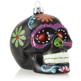 com-four® Christmas tree decorations Skulls - Christmas pendants for the Christmas tree - Christmas tree decoration Dia De Los Muertos (01 pieces - black/red eyes)