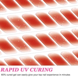 Boloshine 20Pcs Gel Nail Stickers, Semi Cured Gel Nail Strips French Tip Manicure, Salon-Quality Waterproof Gel Nail Wraps with Nail File & Wooden Stick, UV/LED Lamp Required - Dusk's Rosy Glow