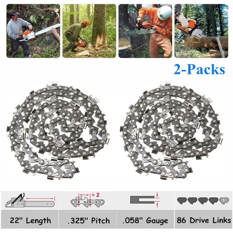 AILEETE 2-Packs 22 inch Chainaw Chain .325" LP Pitch -