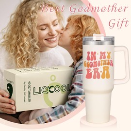 LiqCool Godmother Proposal Gift, In My Godmother Era 40 Oz Tumbler, Godmother Gifts from Godchild, Will You Be My Godmother, Birthday Christmas Mother's Day Gifts for Godmother(Cream)