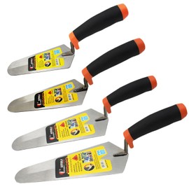 ESreake 4-Pack Gauging Trowel Set, 6" & 7" & 8" & 9" Gauging Trowel Set Pointing Trowel Set with Soft Grip,Masonry Hand Tool for Brickwork, Blockwork, Stonework, Masonry ﻿ (Rounded End)