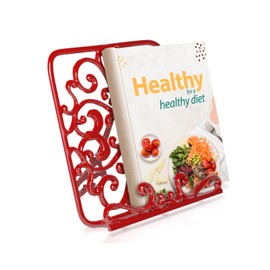 Comfify Cast Iron Cook Book Stand - Elegant Cookbook Holder for Kitchen - Adjustable, Durable Decorative Metal Recipe Holder, Bookstand for Cooking Convenience
