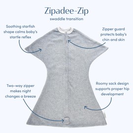 SleepingBaby Zipadee-Zip Fleece Transition Swaddle - Arms-Out Wearable Blanket for Baby Sleep, Soft Breathable Fleece 0.8 TOG - Friendly Fox, Small (4-8 Month)