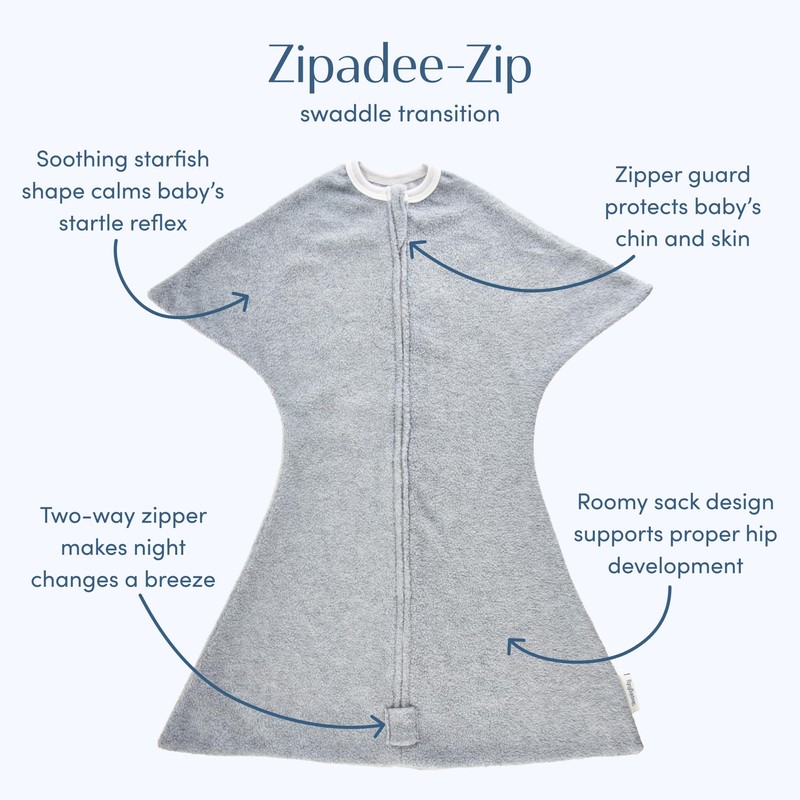 SleepingBaby Zipadee-Zip Fleece Transition Swaddle - Arms-Out Wearable Blanket for