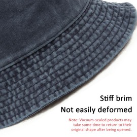 LINKPEACE Vintage Solid Colored Bucket Hat for Women, Cotton Sun Hat UV Protection Travel Summer Beach Hat (CA/US, Alpha, One Size, Denim Blue)