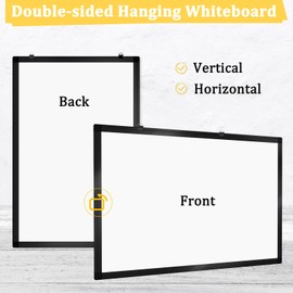 AMUSIGHT Double-Sided Magnetic Whiteboard, 36" x 24" Dry Erase Board Black Aluminum Frame for Wall, White Board Dry Erase Marker Board for Kitchen, Memo, School, Home, Office