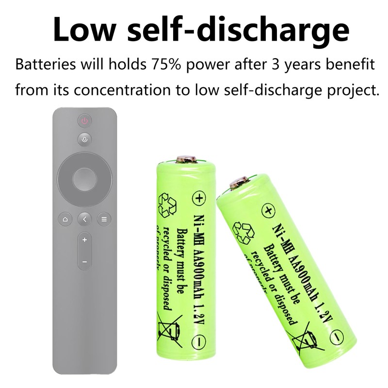 1.2 Volts AA NIMH 900mAh Rechargeable Batteries,Pre-Charged 4 Packs Double