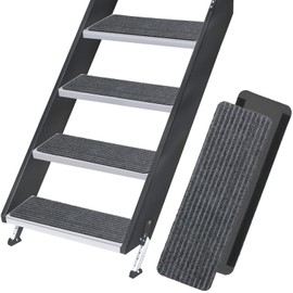 RUNROLE - Juego de 4 fundas para escaleras autocaravanas en relieve, antideslizantes, para casa móvil, 24 x 7.5 pulgadas, patrones de rayas