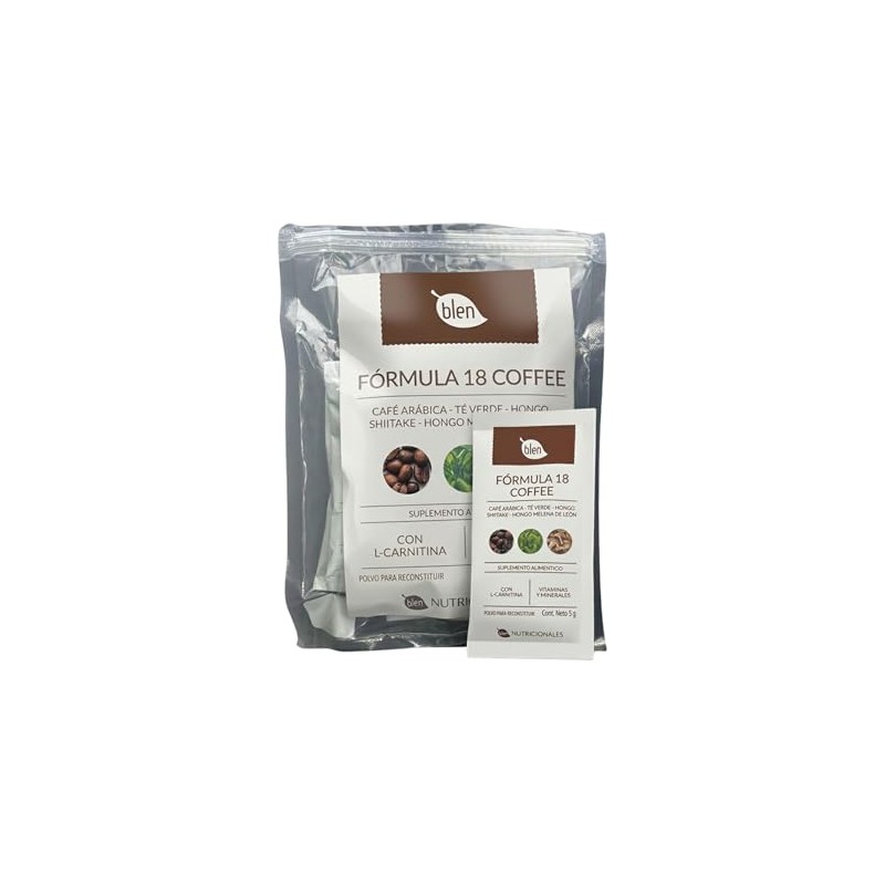 Blen Fórmula 18 Coffee, Suplemento Alimenticio en Polvo, con Café