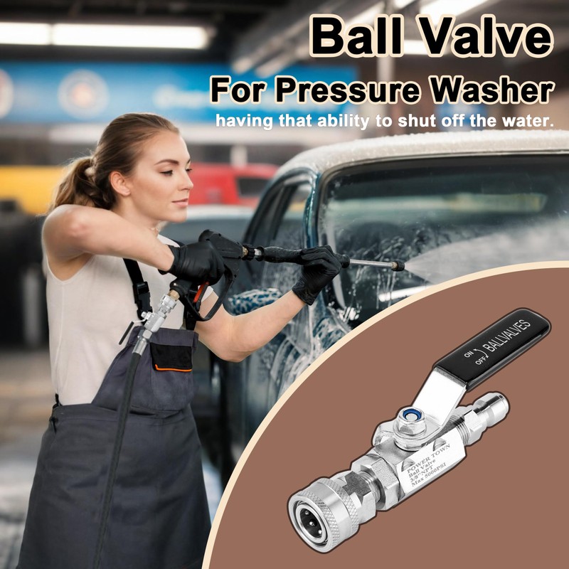 POWER TOWN Ball Valve Pressure Washer, 3/8 Inch Quick Connect