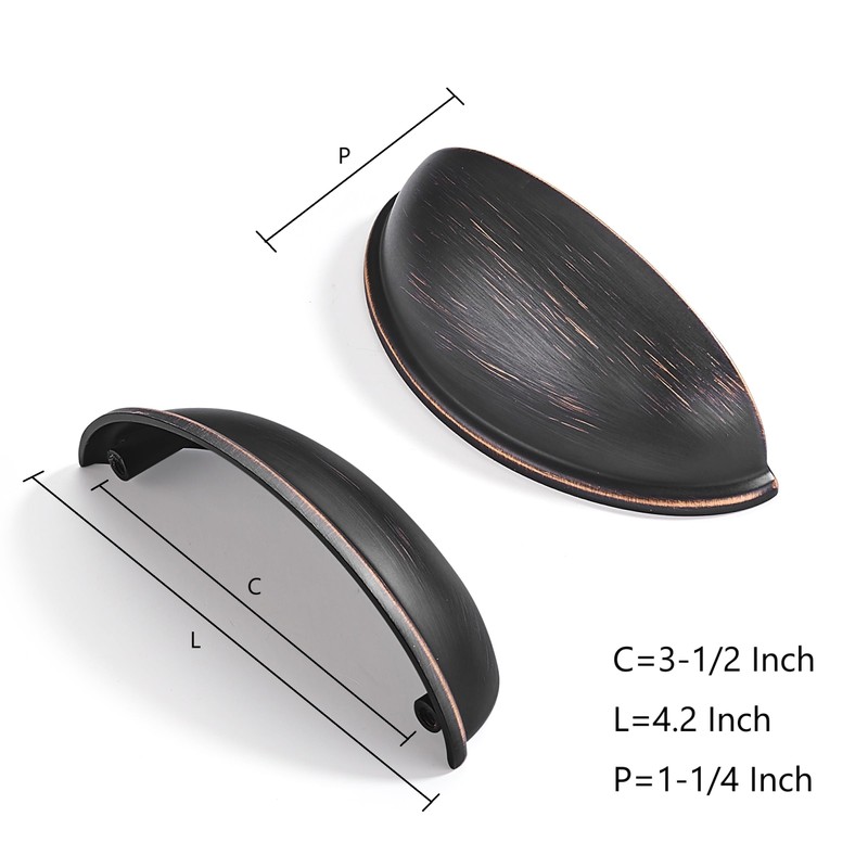 CABDM 2 Pack 3-1/2" Drawer Pulls Oil Rubbed Bronze Cabinet