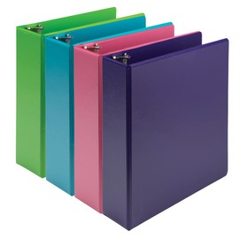 Samsill Plant Based Durable 3 Inch 3 Ring Binders, Made in The USA, Fashion Clear View Binders, Up to 25% Plant Based Plastic, Assorted 4 Pack (MP48689)