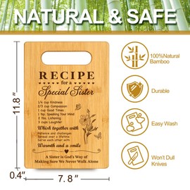 Recipe For A Special Sister Cutting Board Gifts for Women Besties Friends, Best Friendship Thoughtful Birthday Gifts