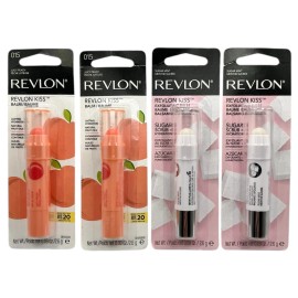 Revlon Lot of 4 Revlon Kiss Balm 015 Juicy Peach exp 2025 & Exfoliating Balm Sugar Mint