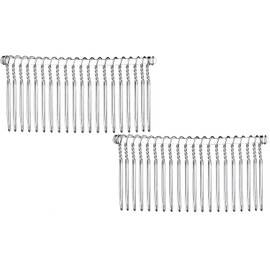2 Pieces Hair Combs for Women Accessories Metal Bridal Hair Comb15Teeth Wedding Veil Comb Decorative for Women Fine Hair(White K)