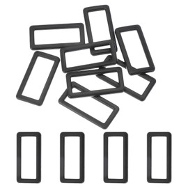 sourcing map 8pcs Metal Flat Rectangle Ring, 32mm(1-1/4inch) Metal Rectangular Buckle Rings Square Strap Webbing Loop for Bag Belt Purse DIY Craft, Matte Black