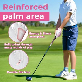AIGEVTURE Golf Gloves Kids Junior Toddlers Left Hand Children's Premium Youth Golf Gloves Boys Girls Pink Large,Age8-10