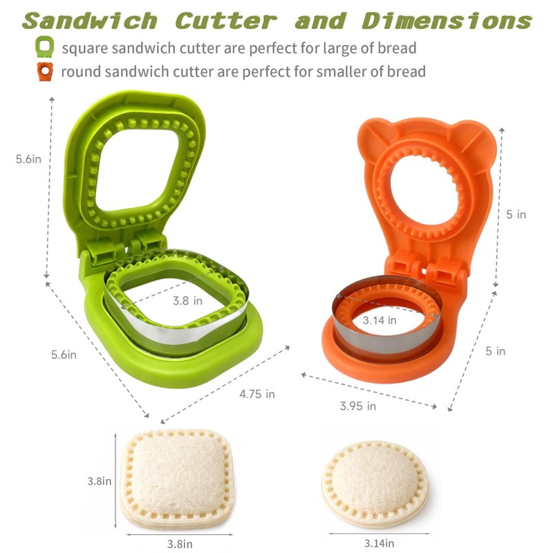 Uncrustable Sandwich Cutter, 2-Pack Sandwich Cutters for Kids Lunch