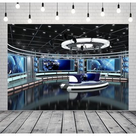 CORFOTO 7x5ft Live News Broadcast Hall Backdrop Newscaster TV Show Backdrop Breaking Media Photography Background for News Reporter Microphone Newsroom Backdrop Podcast Backdrop