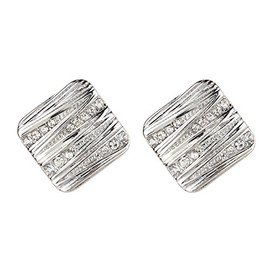 Clip On Earrings - Silver Plated With Clear Crystals - Clara