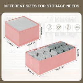 DIMJ Drawer Organizers for Clothing, Set of 4 Dresser Drawer Organizers, Fabric Closet Organizers and Storage, Drawer Dividers for Baby Clothes, Socks, Belt, Tie (Pink)