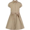 Nautica Girls' Big School Uniform Short Sleeve Shirtdress, Khaki, 7