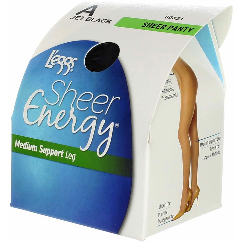 L'eggs Women's Sheer Energy Toe Pantyhose, Jet Black, Q