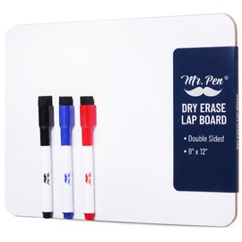 Mr. Pen- Small Dry Erase Lapboard, 9x12 Inches, 3 Markers, Double Sided Mini Dry Erase Board for Kids, Small Whiteboard Portable for Kids, Students and Classroom Use