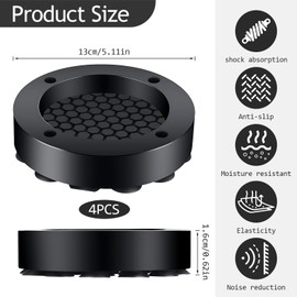 KAIYAYA Pack of 4 Washing Machine Underlay Universal Non-Slip Mat Washing Machine Feet Non-Slip Vibration Damper Washing Machine Vibration Damper for Washing Machines and Dryers