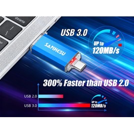 SANKESU USB C Flash Drive 256GB Thumb Drive for Android Phone USB 3.1 Type-A & Type-C Dual OTG Photo Storage Memory Stick Compatible with PC Laptop Macs Smartphone Tablet