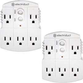 Electriduct 5-Outlet GFCI Wall Adapter, 15 Amp Grounded 3-Prong Automatic Reset White (2 Pack)